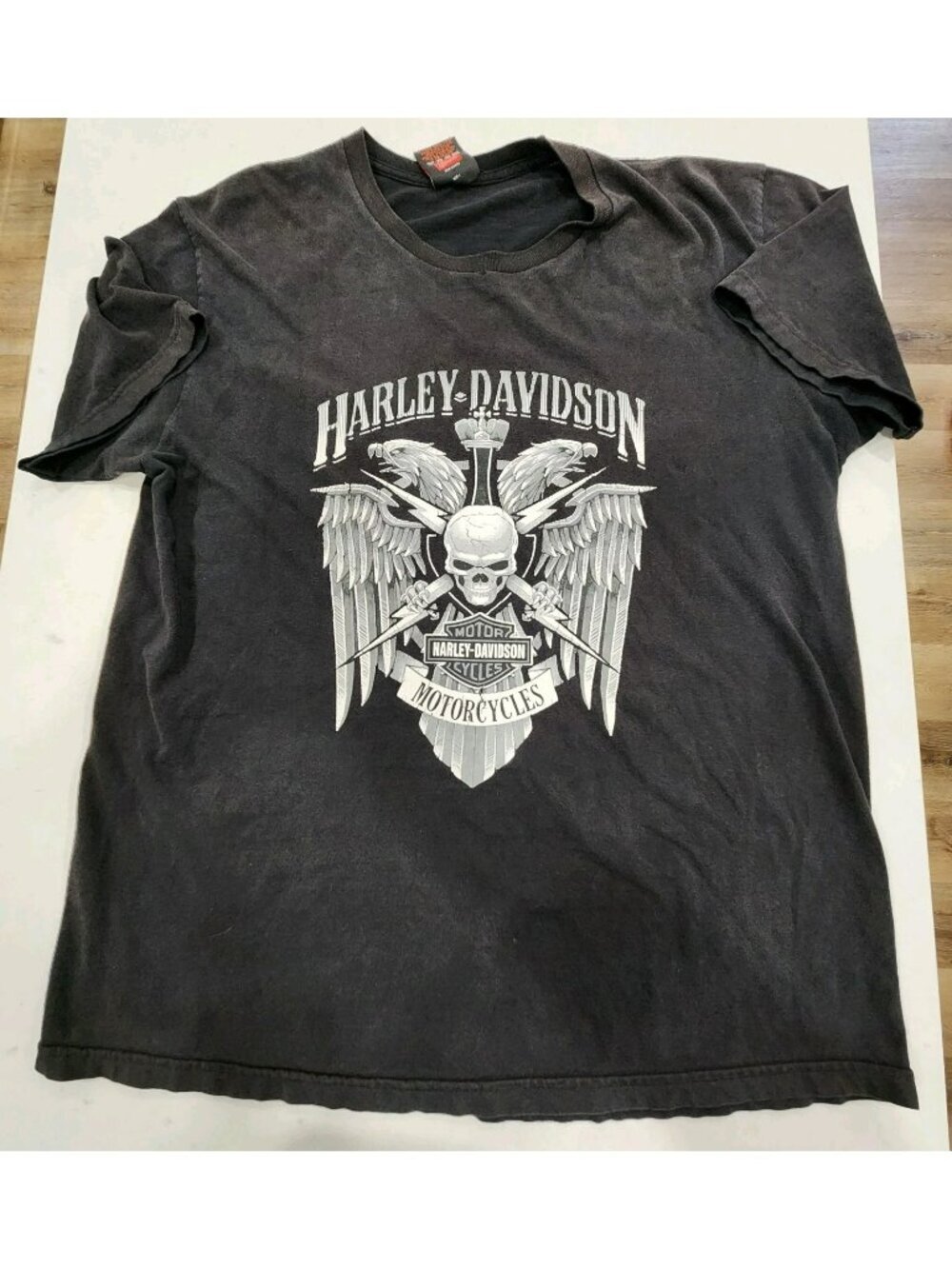 Vintage Harley Davidson Faded T Shirt Mens Large Black Y2K 90s Fader Cotton